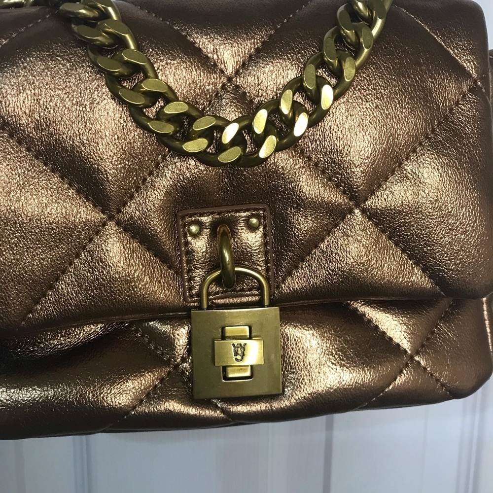 Steve Madden Terra Quilted Bronze Chain Strap Women's Bag - Picture 4 of 7